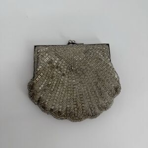 Carlo Fellini Vintage Silver Beaded Clutch Bag Formal Y2k